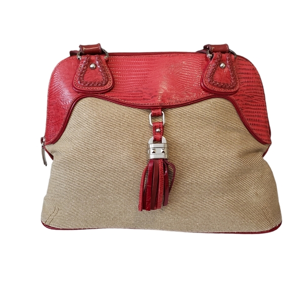 M.C. Handbags - M.C. Shoulder Bag Red/Tan 9"x13"